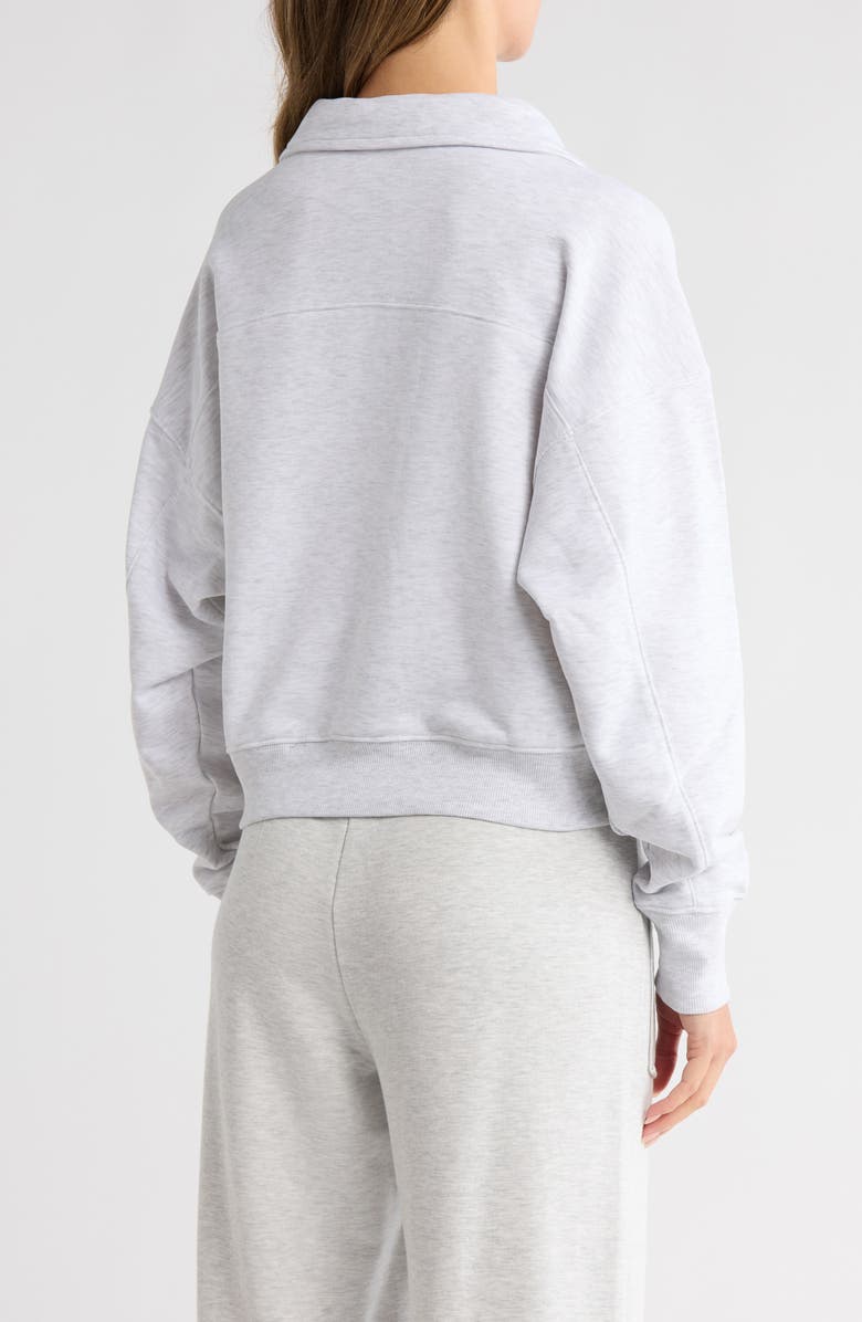 90 DEGREE BY REFLEX French Terry Chill Mode Polo Sweatshirt, Alternate, color, Heather Light Grey