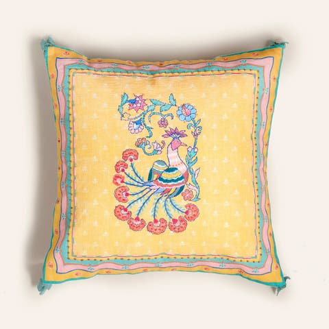 Ghuni Tasseled Embroidered 100% Cotton Home Accent Floral