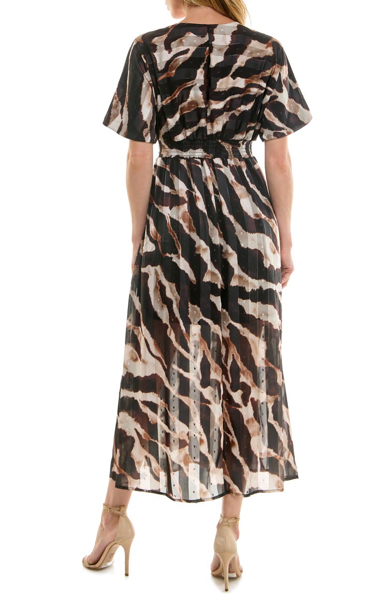 Socialite V-Neck Dolman Sleeve Midi Dress, Alternate, color, Ivory Brown Black