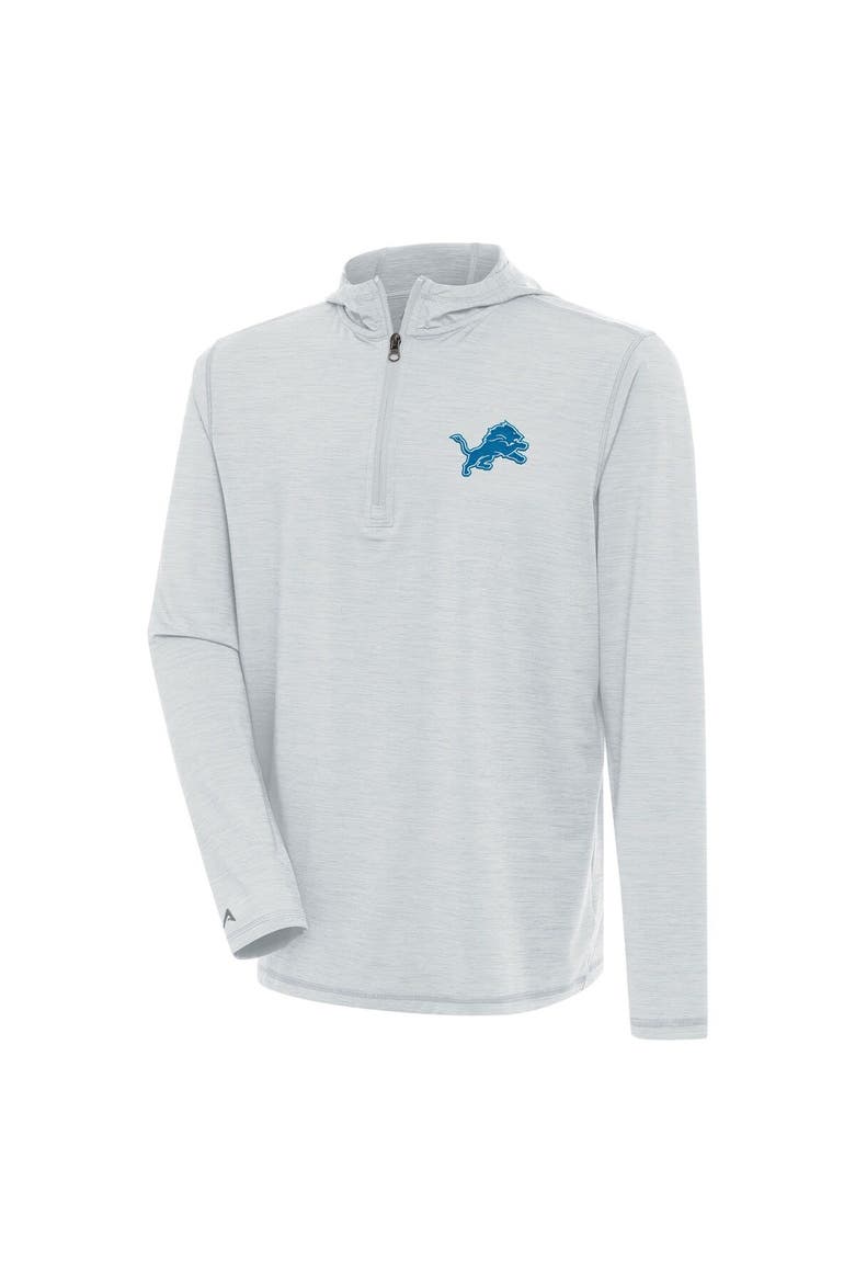 Men's Antigua  Heather Gray Detroit Lions Tidy Quarter-Zip Pullover Hoodie, Alternate, color, Heather Gray