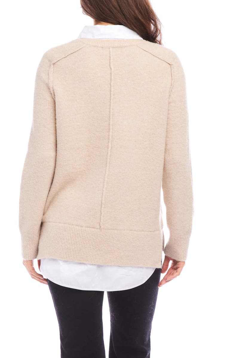 Karen Kane Mixed Media Layered Sweater, Alternate, color, Sand