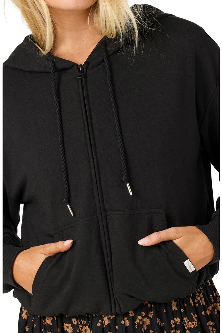 Mae Full Zip Bubble Hoodie, Alternate, color, BLACK