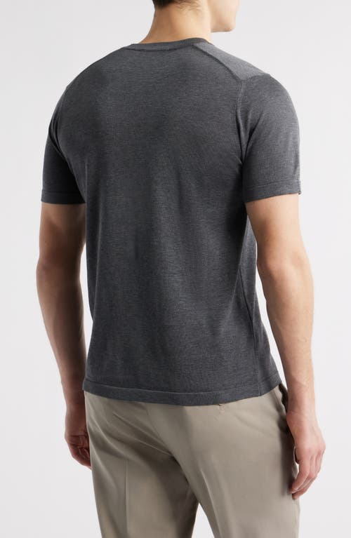 Jack Victor Wellington Heathered Cotton & Silk Crewneck T-shirt In Charcoal