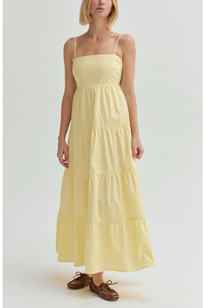 Poplin Tiered Maxi Dress, Alternate, color, Light Yellow
