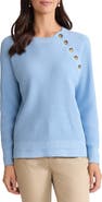 Jones New York Button Shoulder Cotton Blend Sweater