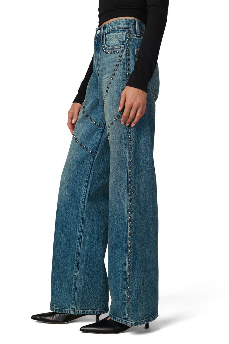 The Harlowe Embellished High Waist Wide Leg Jeans, Alternate, color, MELLOW