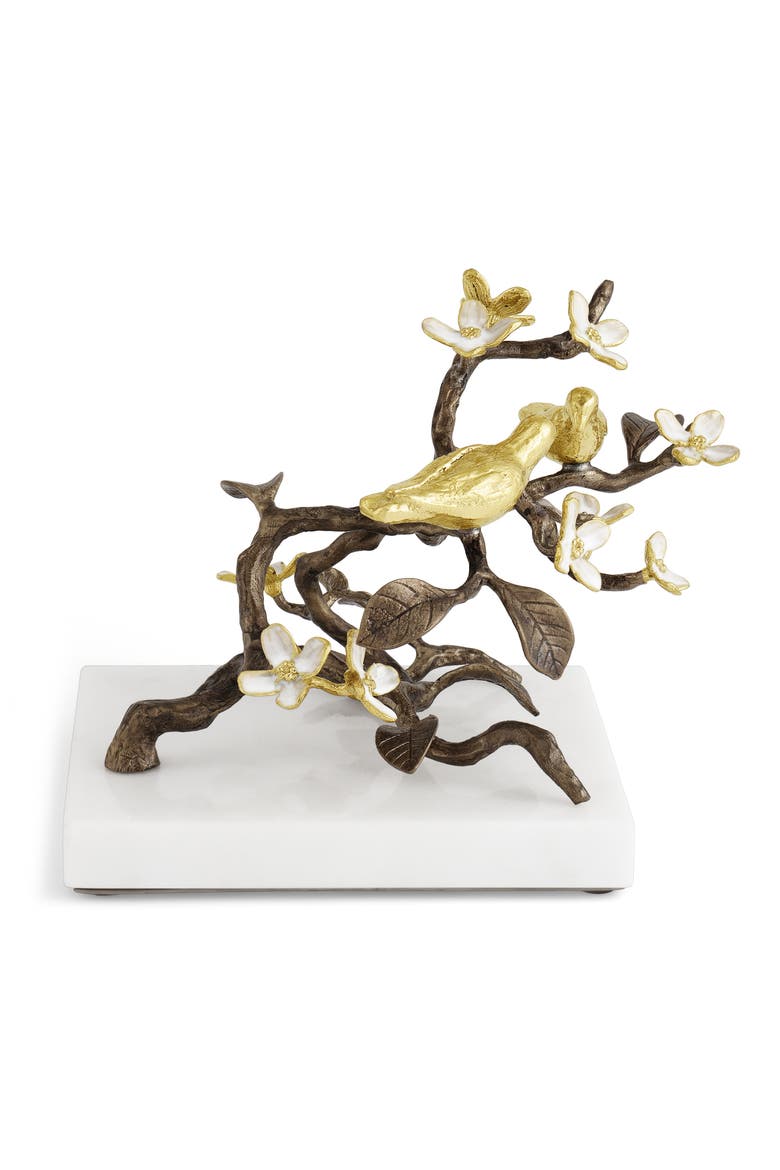 Lovebirds Decorative Object, Alternate, color, BRASS/ GOLD/ WHITE