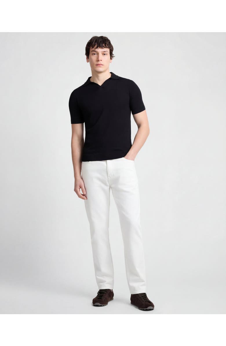 Onia Extra Fine Merino Wool Short Sleeve Johnny Collar Polo, Alternate, color, Black