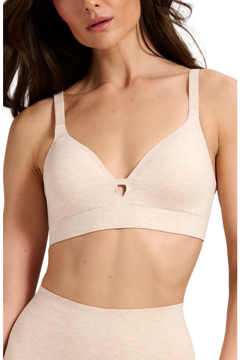 Organic Cotton No-Show V-Neck Foam Bra, Main, color, Oatmeal