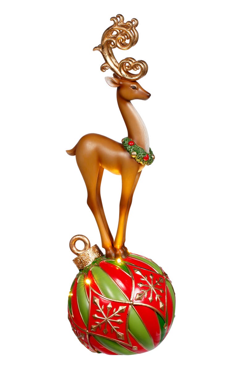 Mark Roberts Deer on Ornament with LED, Main, color, Rust/Copper
