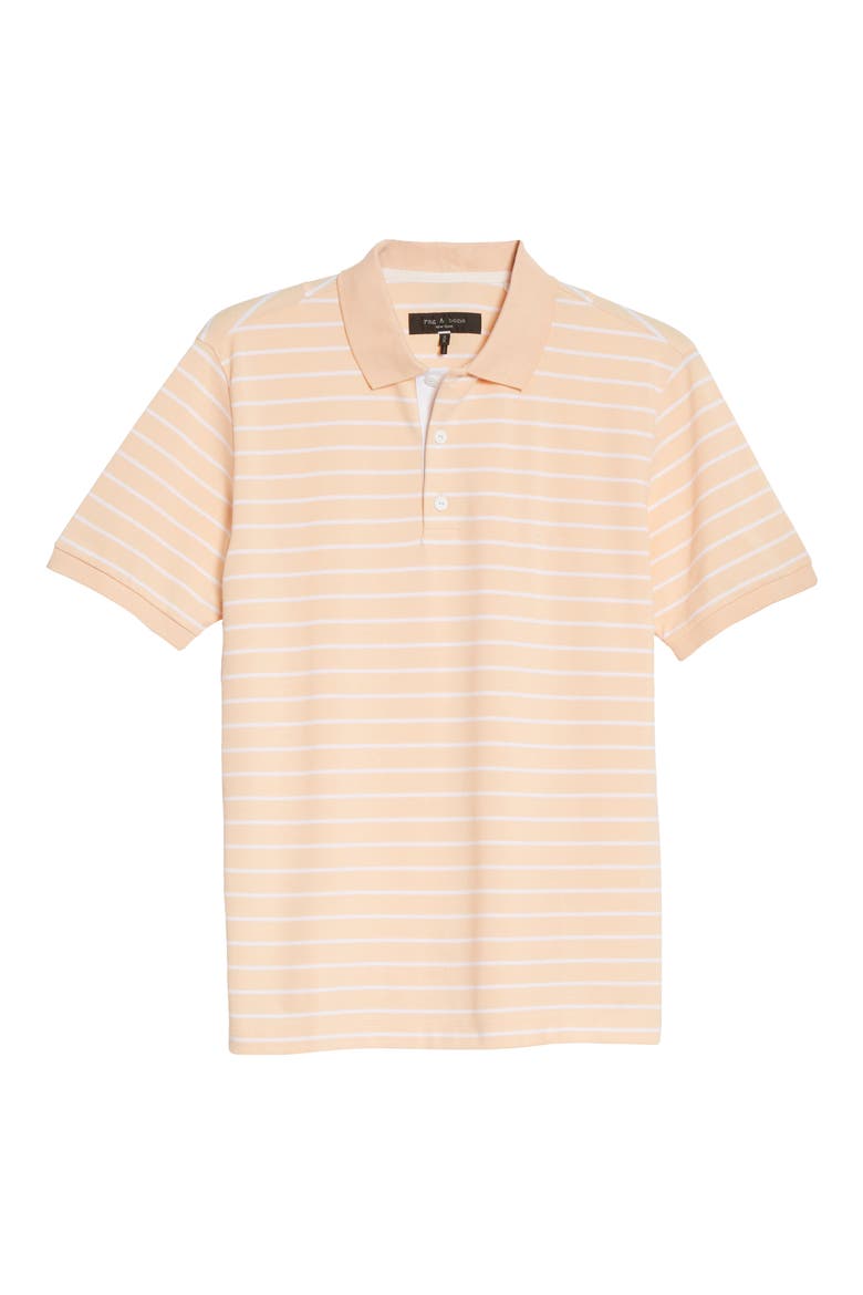 Slim Fit Stripe Piqué Polo, Alternate, color, PEACH STRIPE