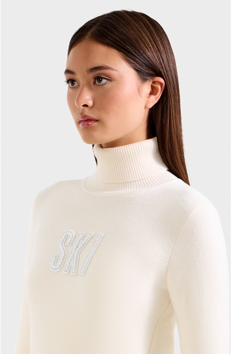 Rudsak Novie Knit Embellished Ski Logo Turtleneck Sweater, Alternate, color, Vanilla
