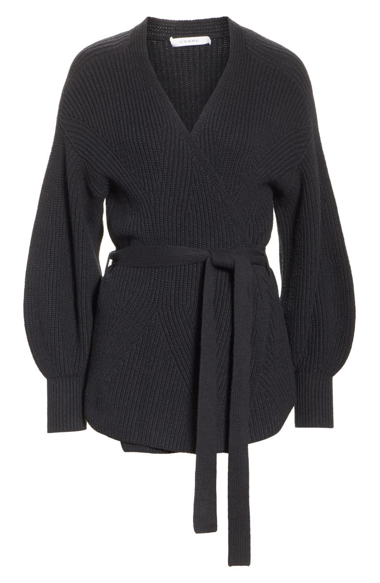 FRAME Puff Sleeve Belted Cardigan, Alternate, color,