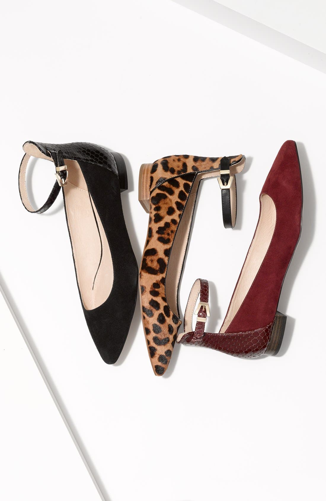 'Barry' Ankle Strap Flat (Nordstrom Exclusive), Alternate, color, BRUSHED LEOPARD CALFHAIR