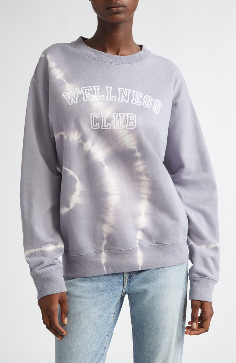 Sporty & Rich Wellness Club Flocked Cotton Graphic Sweatshirt, Main, color, 