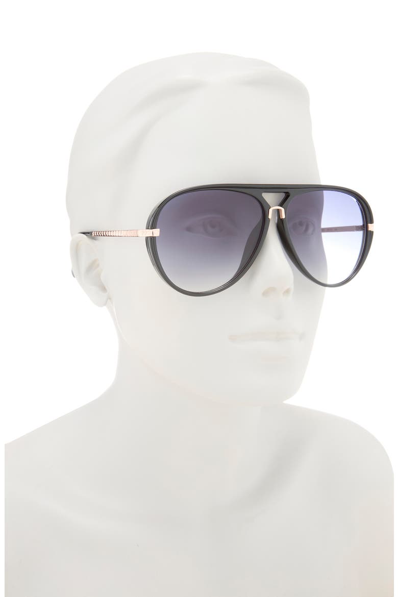 60mm Shield Sunglasses, Alternate, color, BLACK OPAQUE