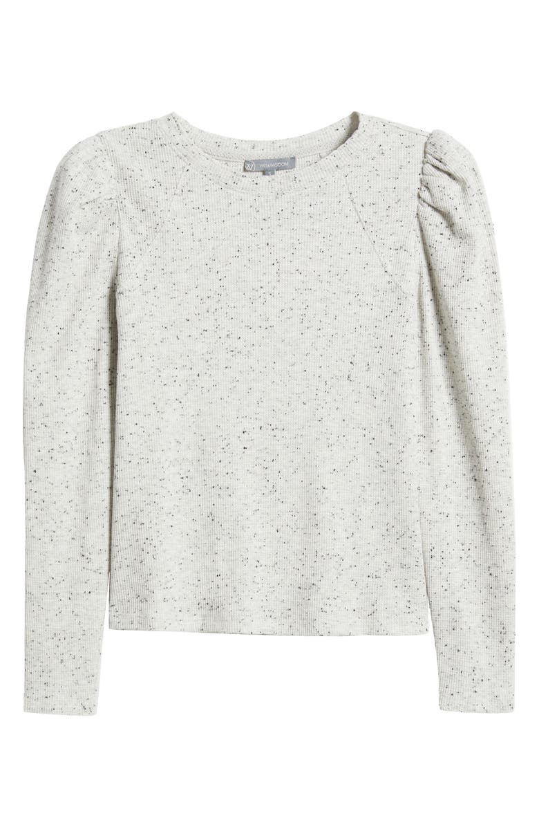 Wit & Wisdom Puff Shoulder Long Sleeve Thermal Top, Alternate, color, Heather Off White