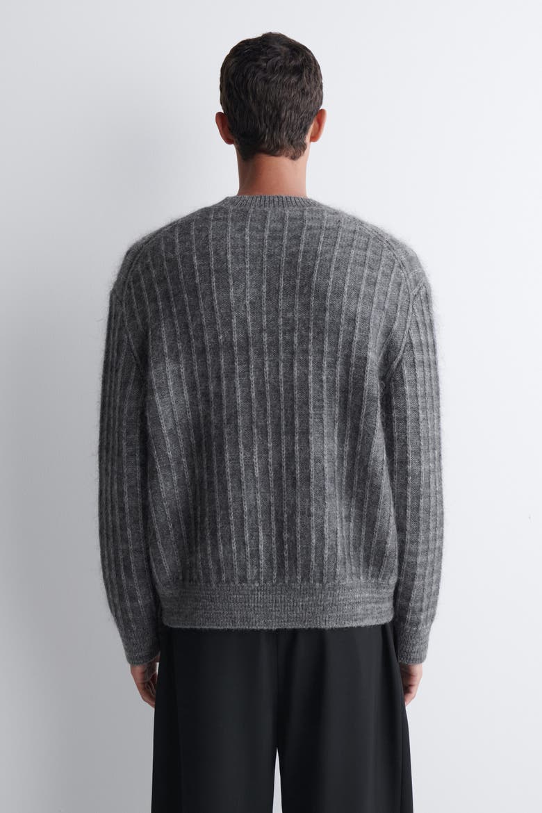 Cable-Knit Merino-Mohair Sweater, Alternate, color, GRAY MÉLANGE