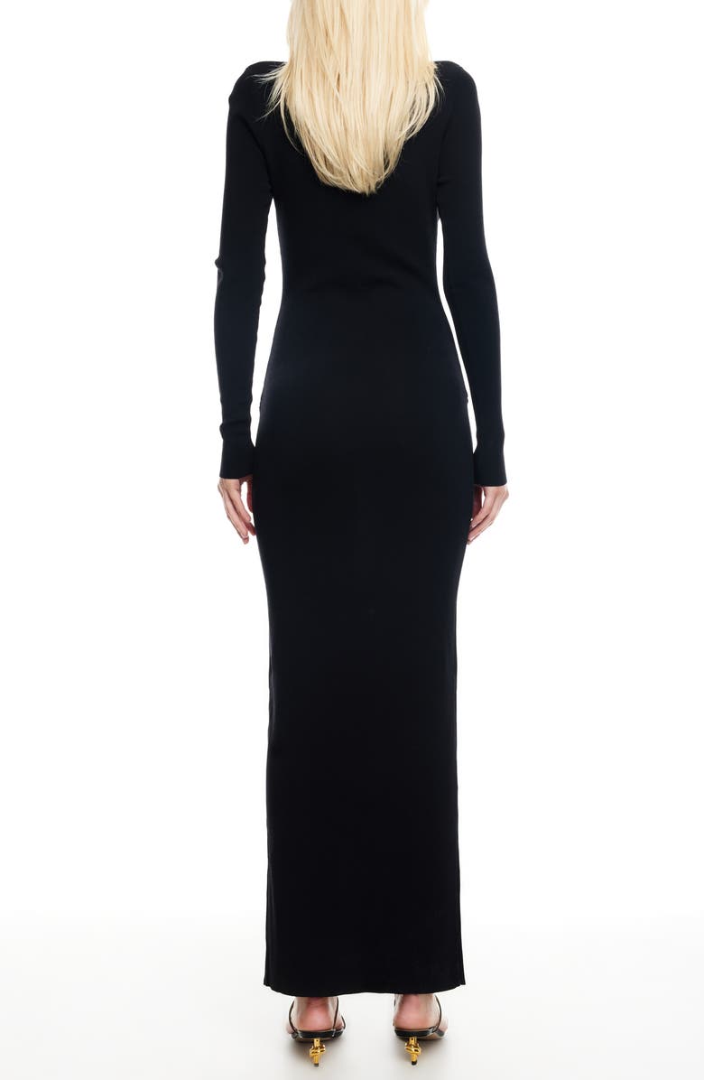 LIONESS Homecoming Cutout Detail Long Sleeve Body-Con Maxi Dress, Alternate, color, Onyx
