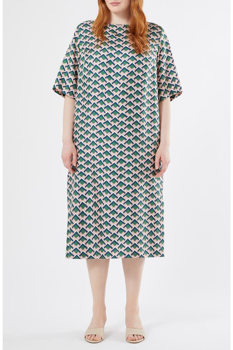 Rossana Geo Print Silk Shift Dress, Main, color, ULTRAMARINE