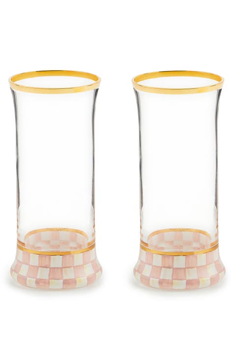 Rosy Check Set of 2 Highball Glasses