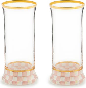 Rosy Check Set of 2 Highball Glasses