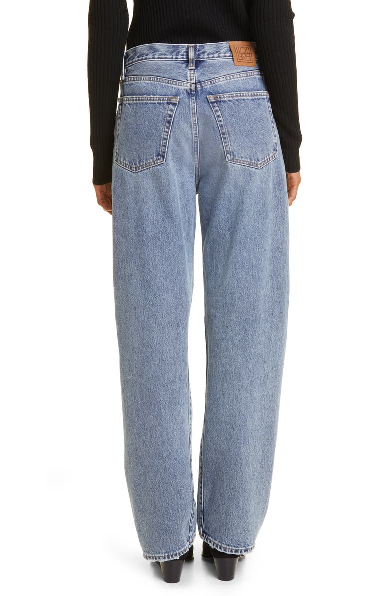 TOTEME Twisted Seam High Waist Straight Leg Jeans, Alternate, color, Worn Blue 485