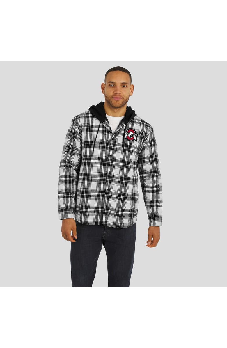 Darius Rucker Collection by Fanatics Men's Darius Rucker Collection by Fanatics  Black Ohio State Buckeyes Plaid Flannel Quilted Full-Snap Hooded Shacket, Alternate, color, Black