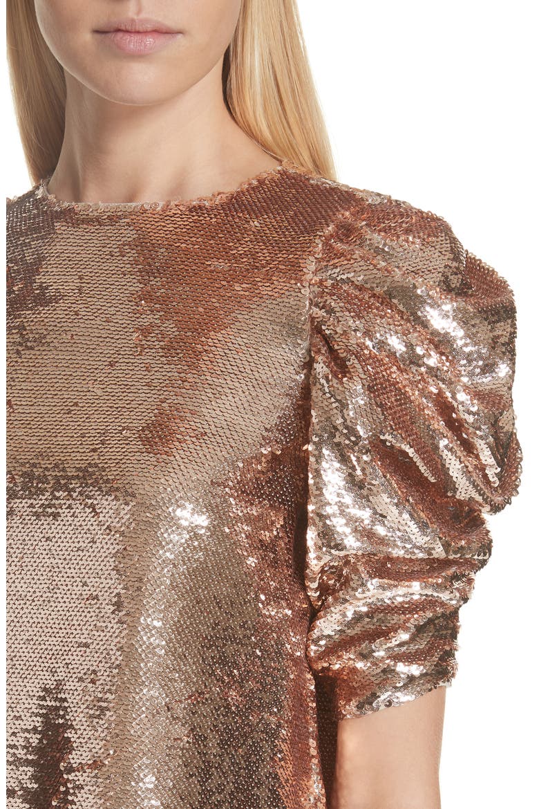 Raw Sequin Blouse, Alternate, color, ROSE GOLD