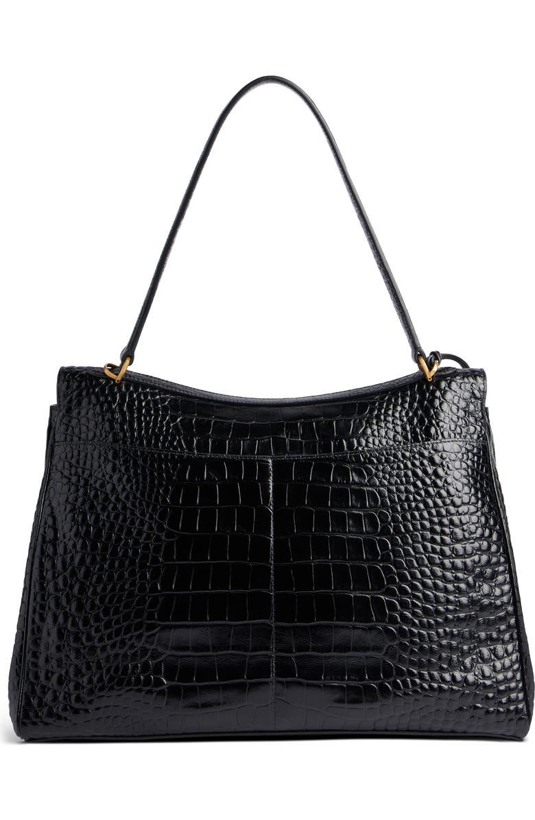 Balenciaga Large Rodeo Croc Embossed Leather Shoulder Bag, Alternate, color,