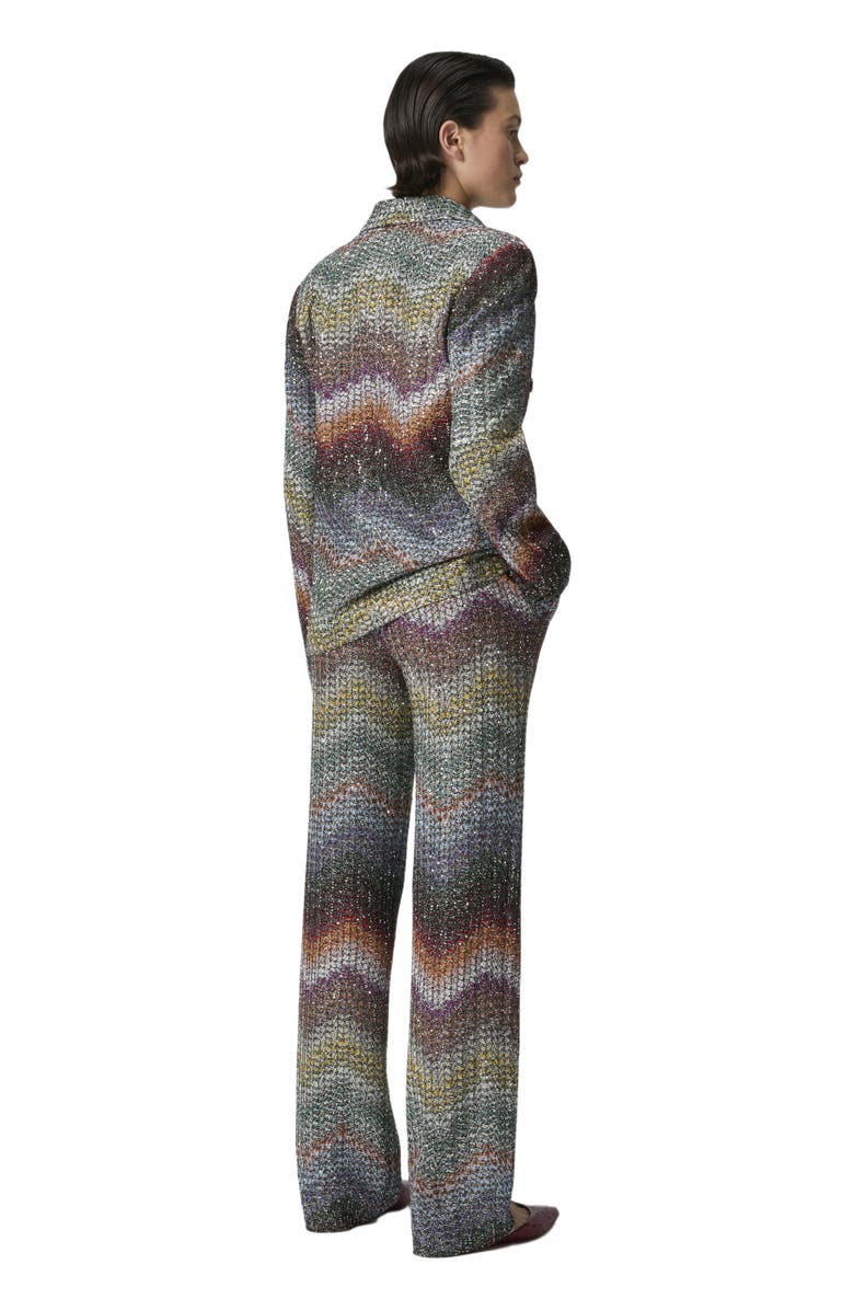 Missoni Viscose Lamé Straight Trousers With Sequins, Alternate, color, Green& Brown
