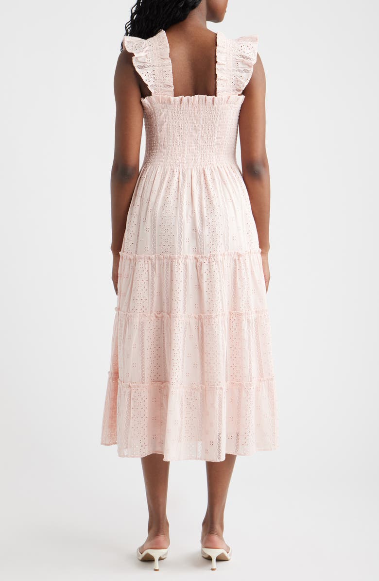 Hill House Home The Ellie Eyelet Flutter Sleeve Cotton Nap Midi Dress, Alternate, color, Powder Pink