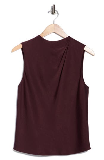 Vince Cascade Draped Sleeveless Top In Burgundy