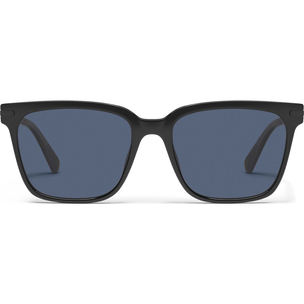Quay Recap 56mm Polarized Square Sunglasses In Black/navy Polarized