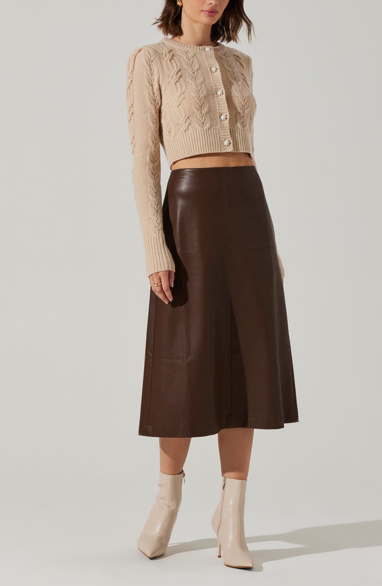 ASTR the Label Peri Wool Cable Knit Cardigan, Alternate, color, Vanilla