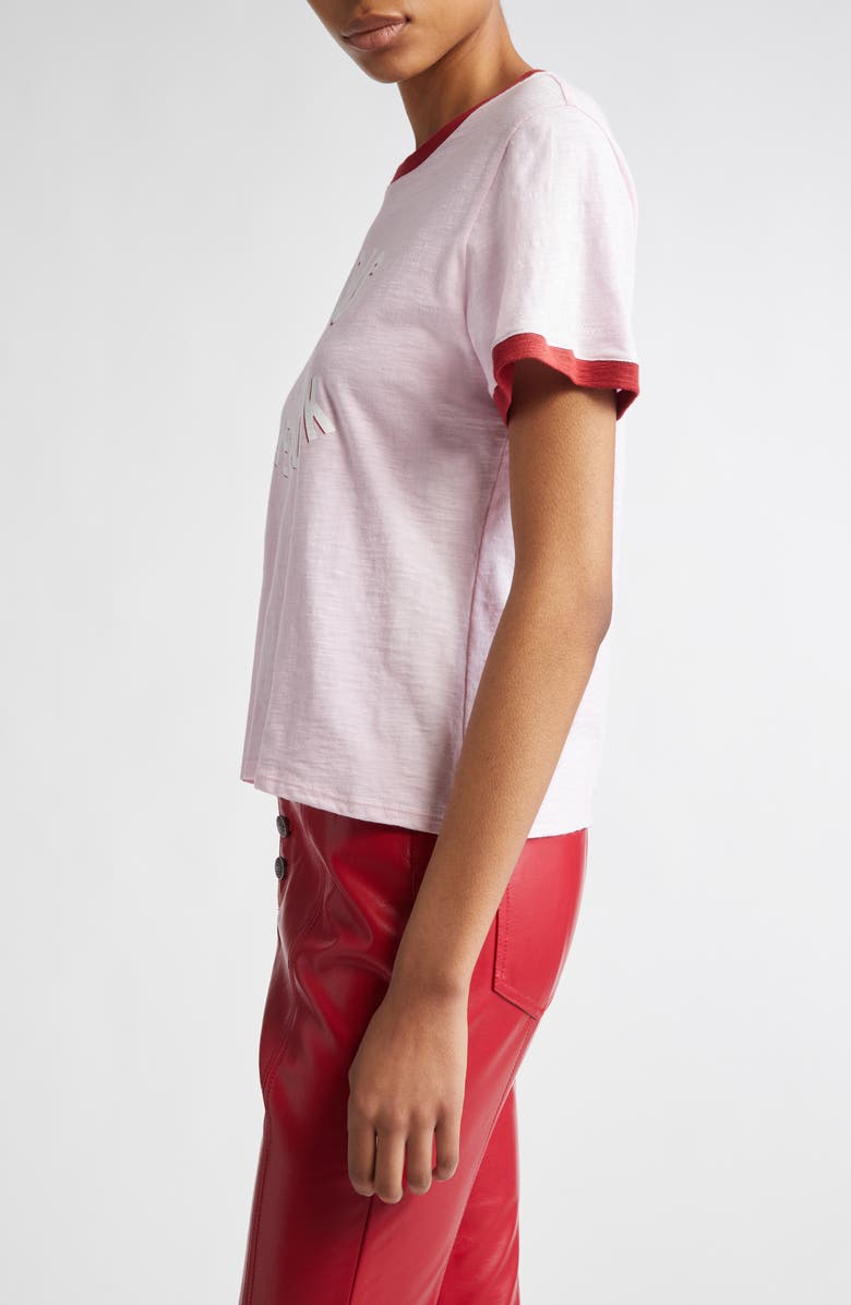 Cinq à Sept Paris New York Cotton Graphic Ringer T-Shirt, Alternate, color, Pink Opal