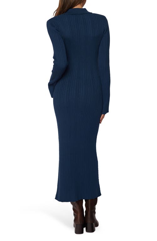 Lost + Wander Giustina Long Sleeve Midi Sweater Dress In Blue