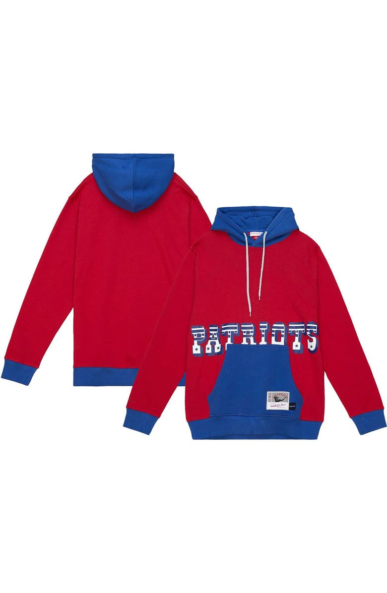 Mitchell & Ness Men's Mitchell & Ness Red/Navy New England Patriots Big & Tall Big Face Pullover Hoodie, Main, color, Red