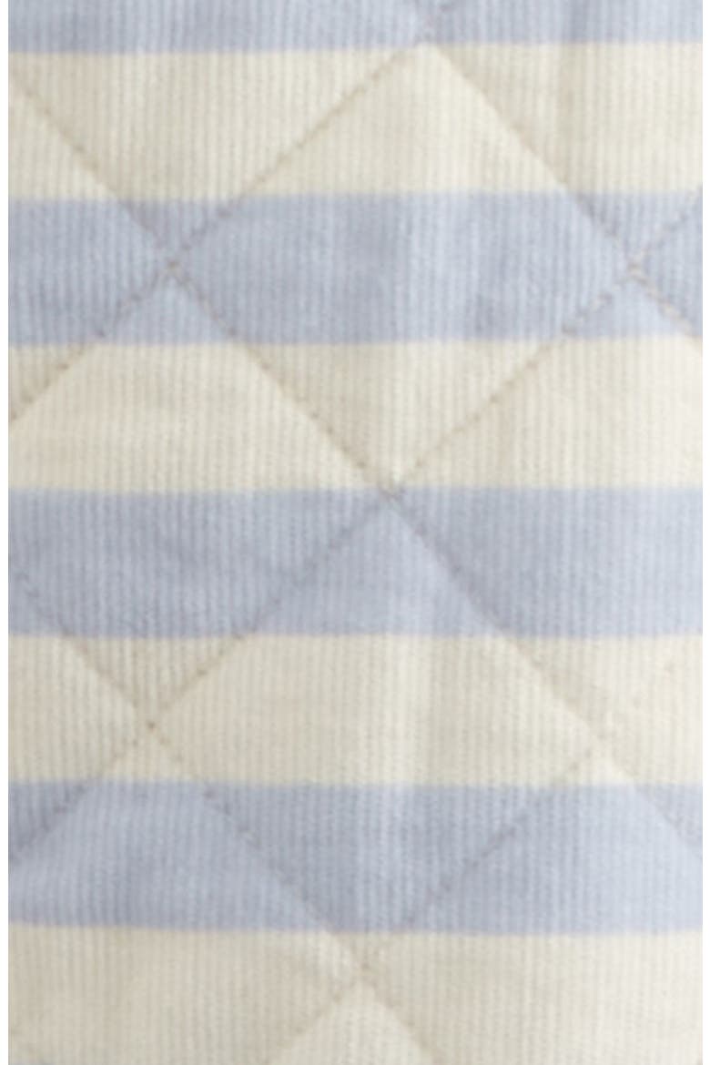 Ear Appliqué Quilted Faux Fur Lined Hooded Bunting, Alternate, color, BLUE FEATHER STRIPE