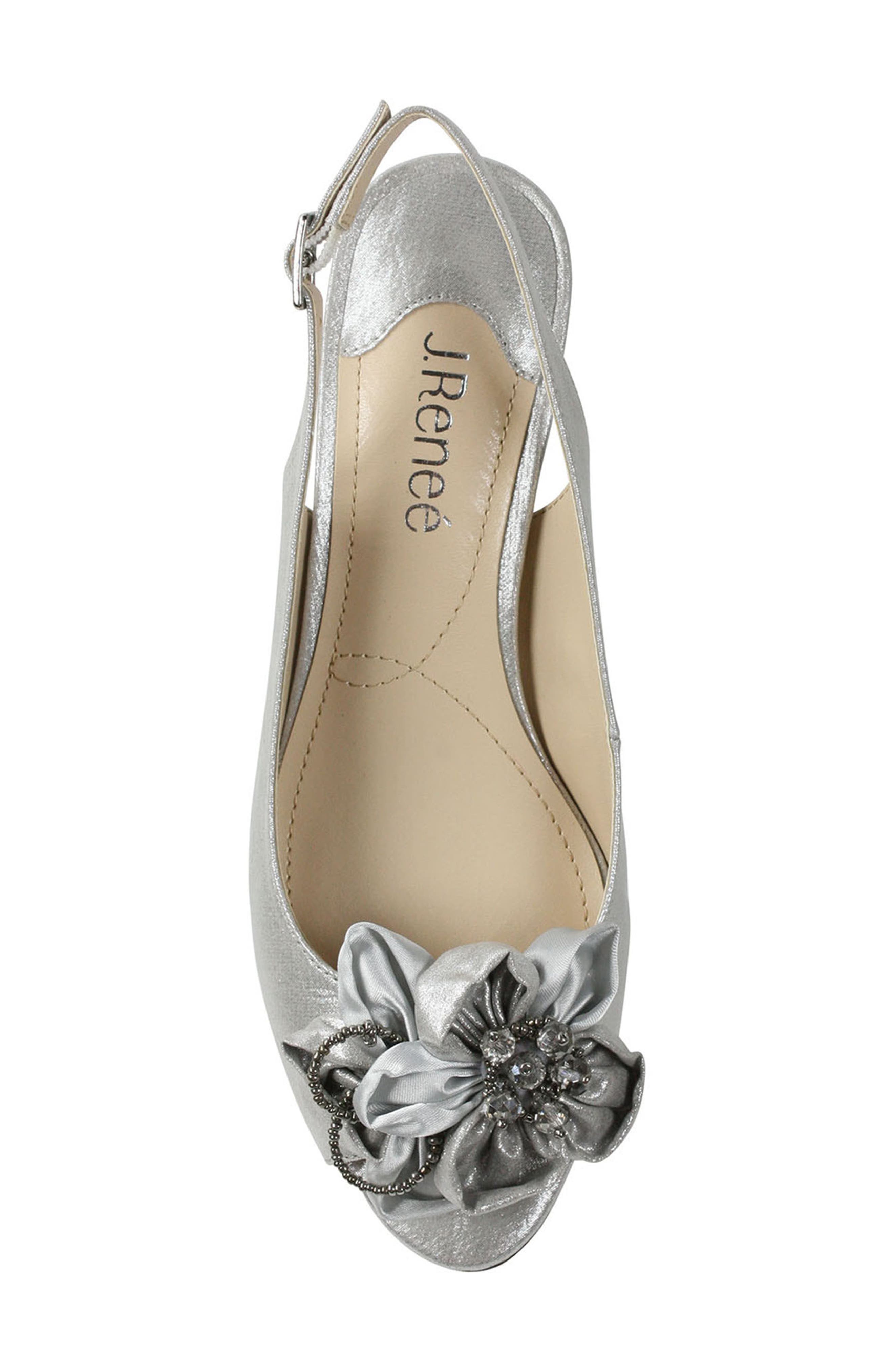 J. Reneé Leonelle Kitten Heel Slingback Sandal, Alternate, color, Silver Satin