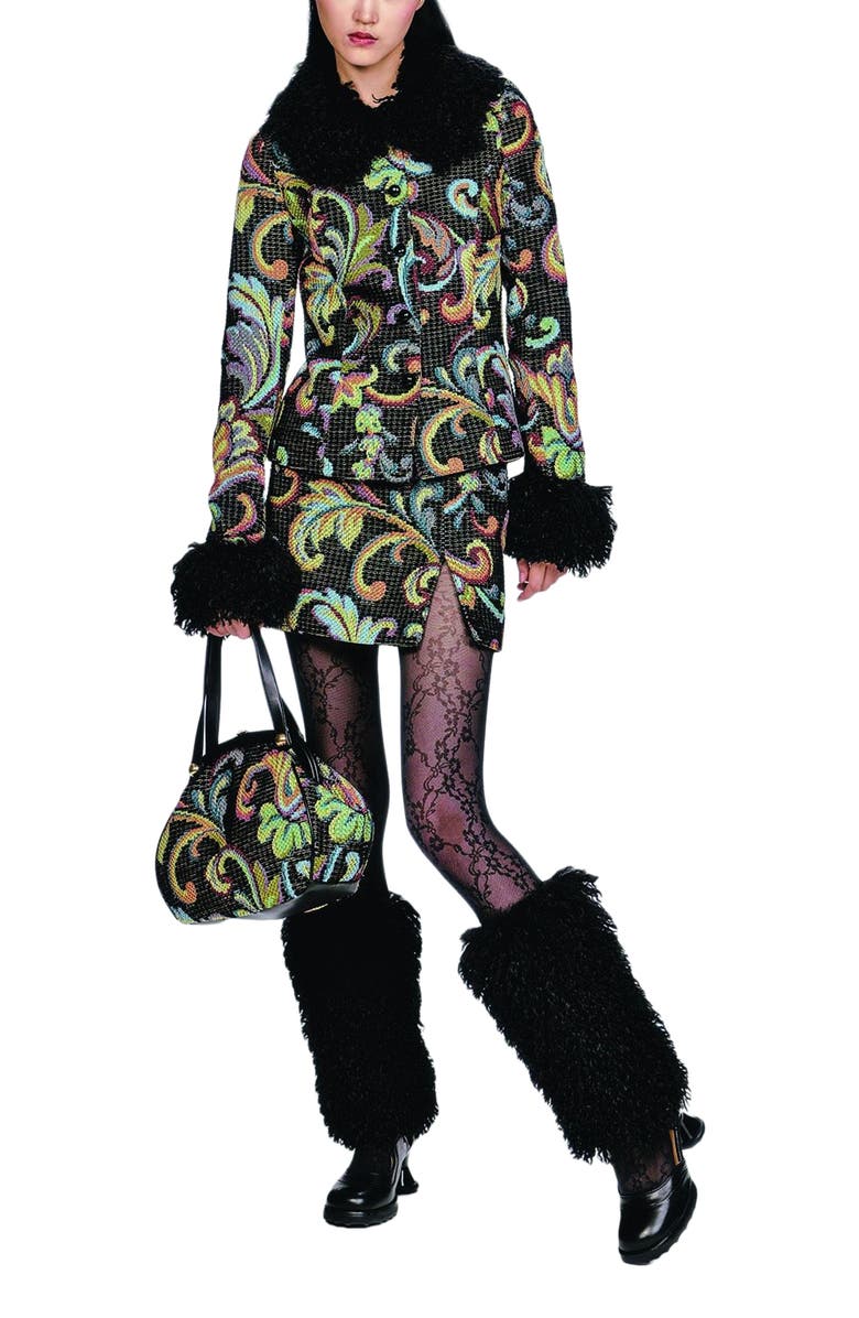 Anna Sui Tapestry Mini Skirt, Main, color, Black Multi