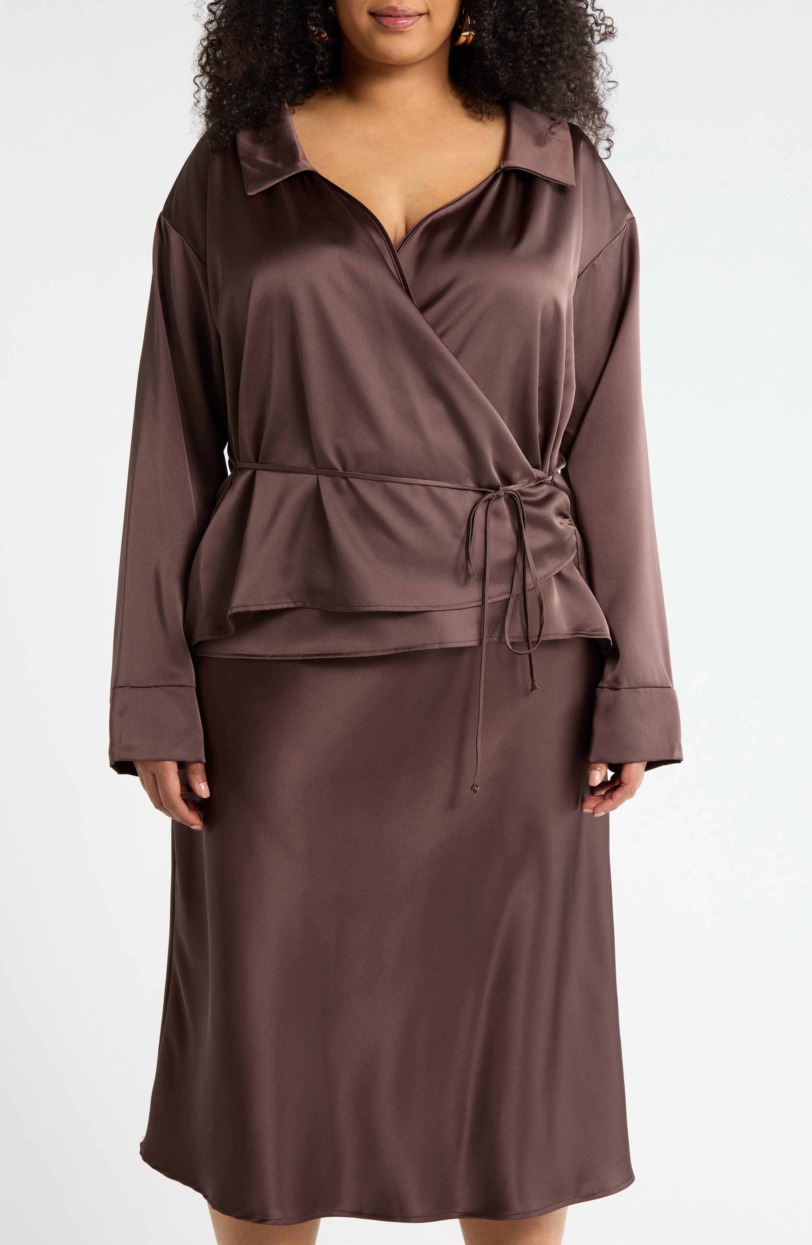 Faux Wrap Satin Top - image 3