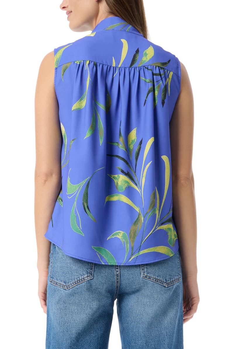 DO by Dee Ocleppo Jade Leaf Print Sleeveless Button-Up Top, Alternate, color, Baja Blue- Tossed Leaves