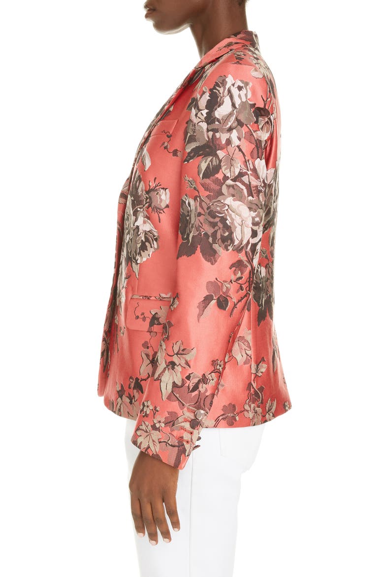 Belma Floral Silk Blend Blazer, Alternate, color, CORAL