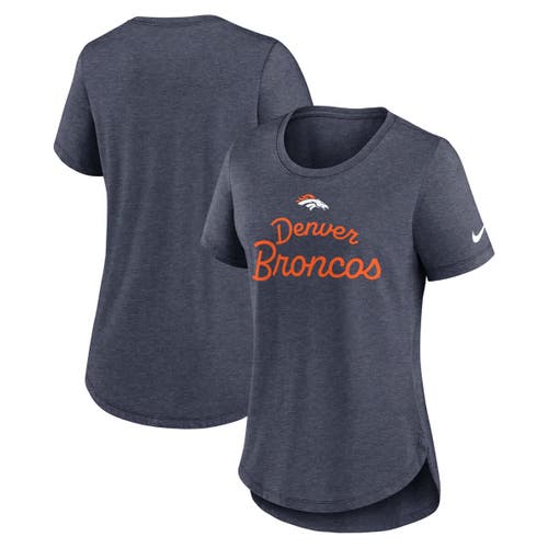 Nike Navy Denver Broncos Script Tri-blend T-shirt In Multi
