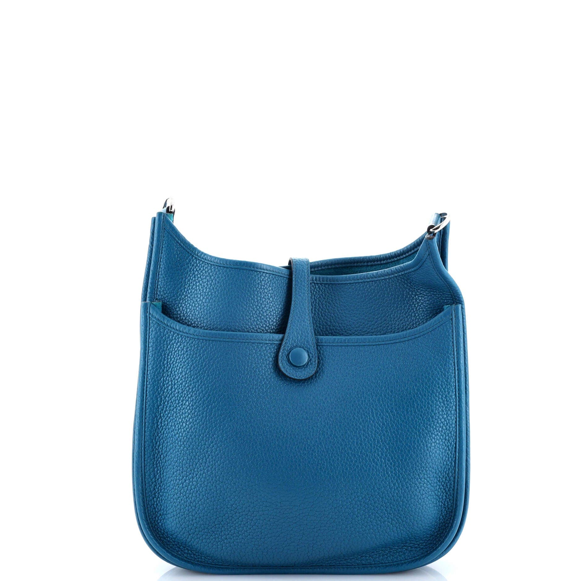 Pre-Owned Hermes Evelyne Bag Gen III Clemence PM, Alternate, color, Bleu Izmir