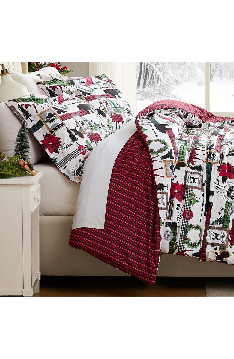 SOUTHSHORE FINE LINENS Merrytown Christmas Oversize Holiday Duvet Set, Alternate, color, Merry Town Christmas