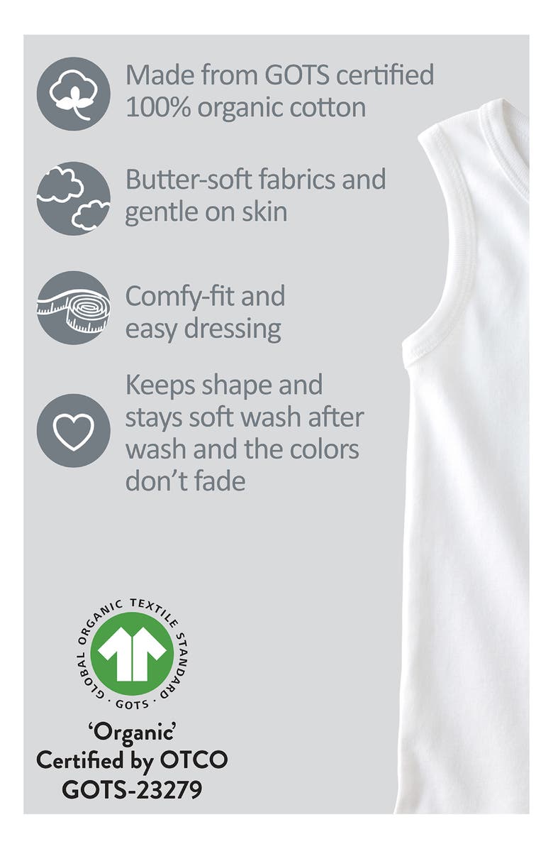 BUTTERBLU Malone Organic Cotton Assorted 5-Pack Muscle Tanks, Alternate, color, Stone