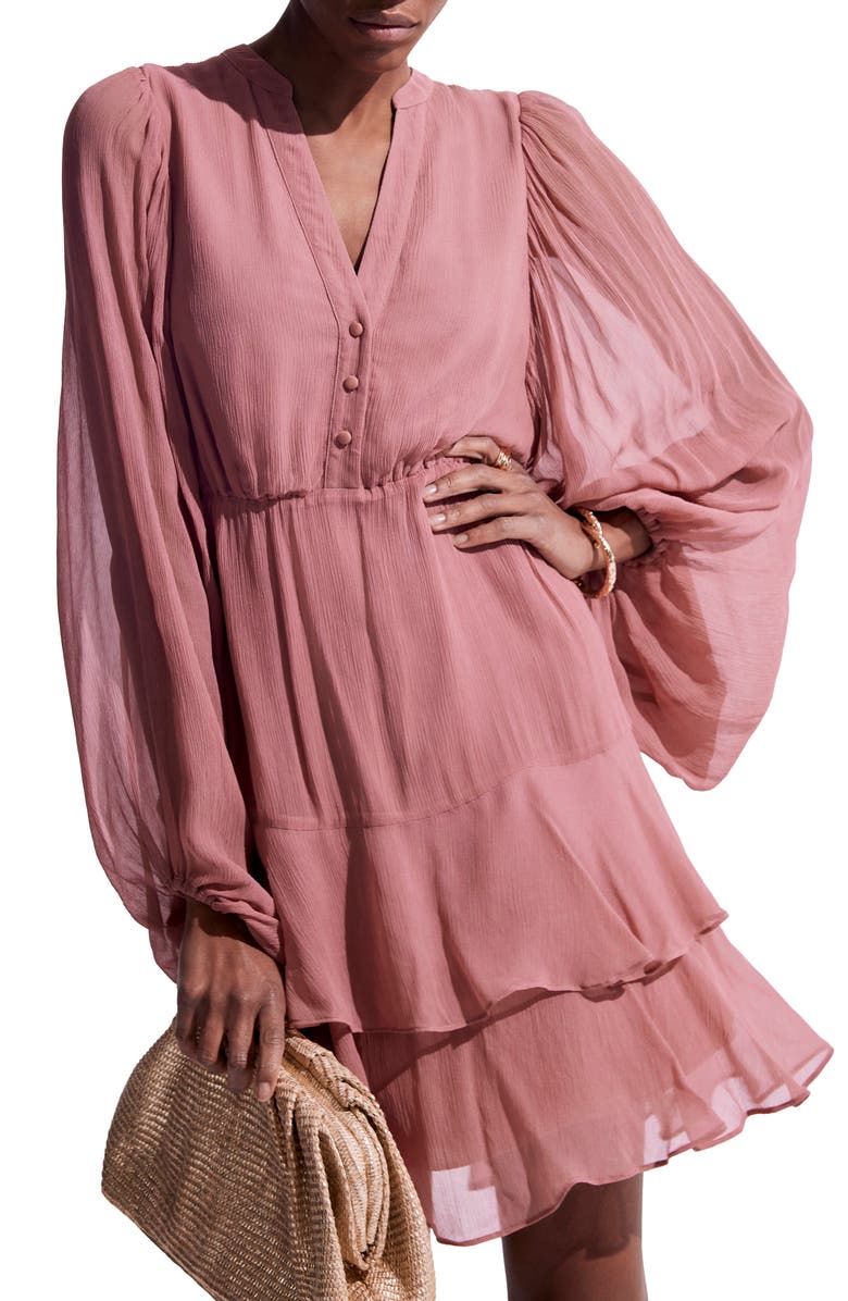 MINT VELVET Ruffle Boho Mini Dress, Alternate, color, Pink