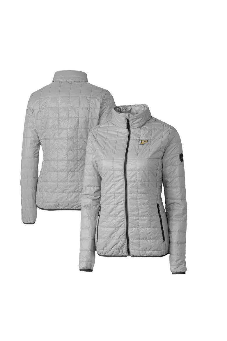 Women's Cutter & Buck Gray Purdue Boilermakers Rainier Eco Insulated Puffer Full-Zip Jacket, Main, color, Gray